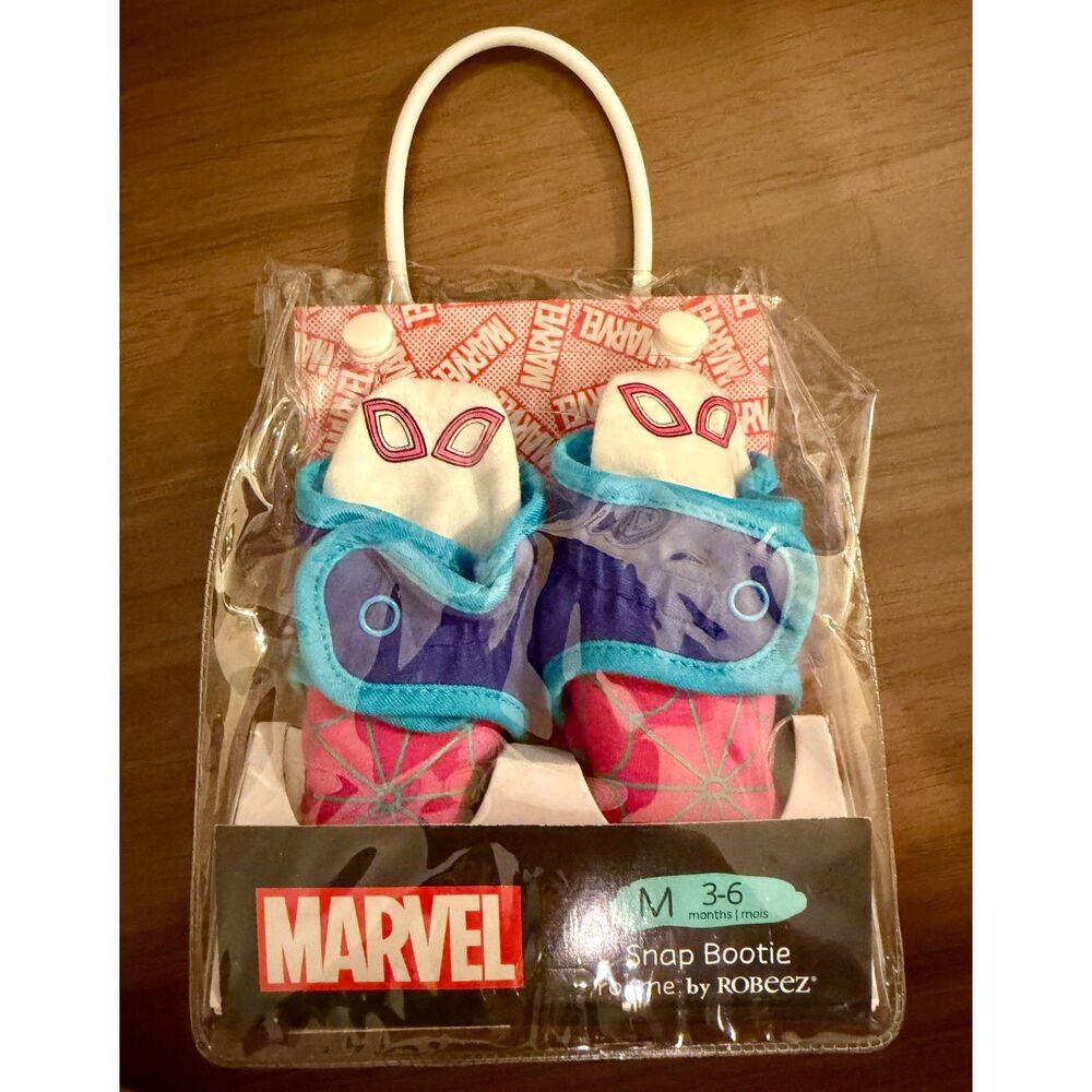 ROBEEZ ro + me Marvel Ghost Spider Snap Booties Size Medium 3-6 Months NEW!